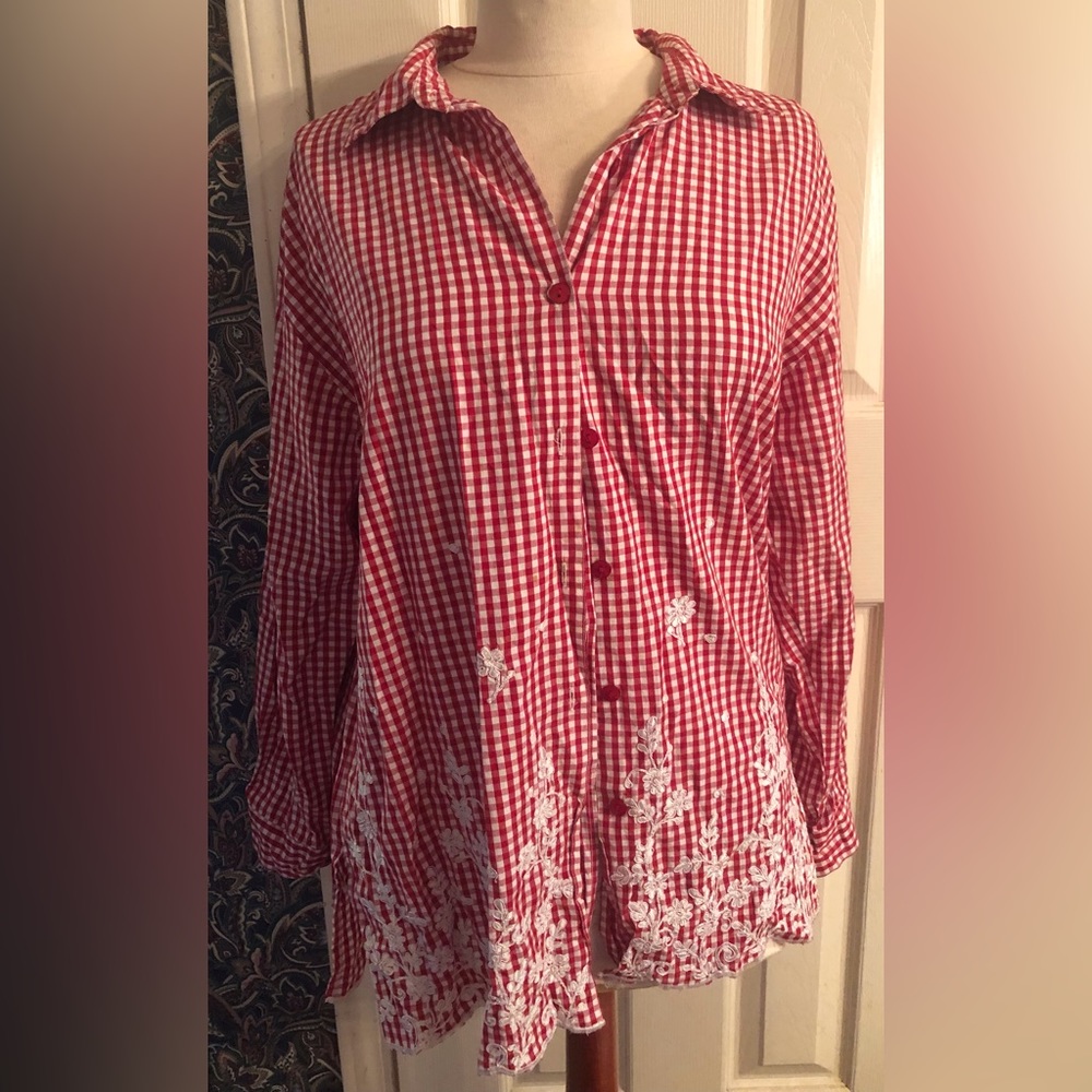 Florissant New York plaid button up top large